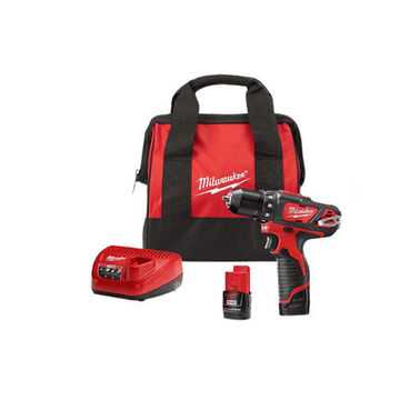Compact Ligweig Drill/Driver Kit, Black/Red, Metal, 12 V, 1500 rpm, 2.22 x 7.38 x 6.93 in 