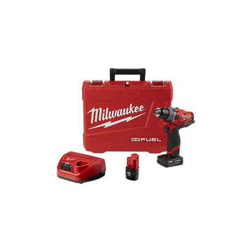 Cordless Drill Driver Kit, Metal Chuck, Red, 1/2 in Chuck, 2.1 in X 6.6 in X 7.8 in, 12 V, 0 to 1700 rpm