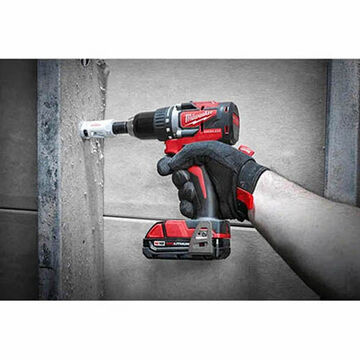Compact Brushless Drill Driver Bare Tool, Glass Filled Nylon, Black/Red, 1800 rpm, All Metal Ratcheting, 18 VDC, 2.31 in X 6.5 in X 7.75 in