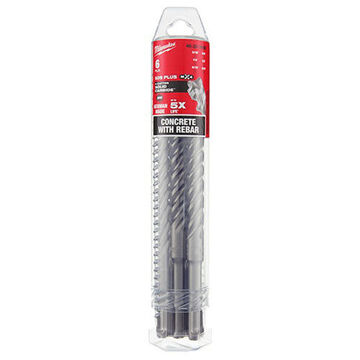 Rotary Hammer Drill Kit, Carbide/Steel, 6 pieces