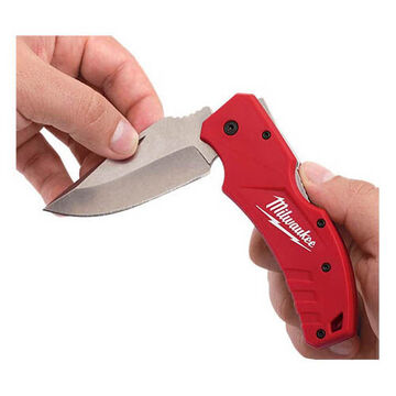 Lockback Pocket Knife, Stainless Steel, Straight, Glass-Filled Nylon, Red, 7.25 in