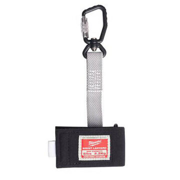 Wrist Tool Lanyard, 9 in, 5 lb, Nylon, Black/Gray, Steel