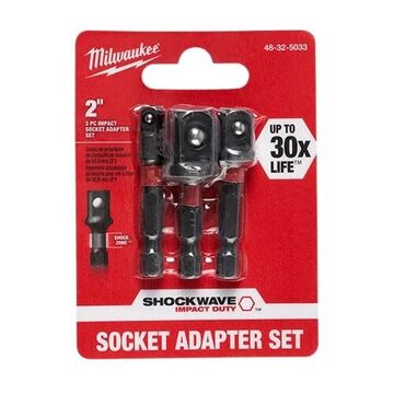 Impact Socket Adapter Set, 1-7/8 in x 1/4 in, Hex, 3, Alloy Steel, Black Oxide