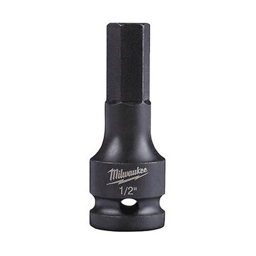 Bit Hex Impact Socket, Hex, Steel, 1/2 X 1/2 In