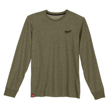 Hybrid Work Tee Long Sleeve T-shirt, Medium, Cotton/Polyester, Green, Unisex