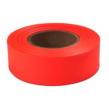 Barricade Flagging Tape, Plastic, Orange, 1 in x 200 ft x 2 mm