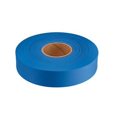 Barricade Flagging Tape, Plastic, Blue, 1 in x 600 ft x 2 mm