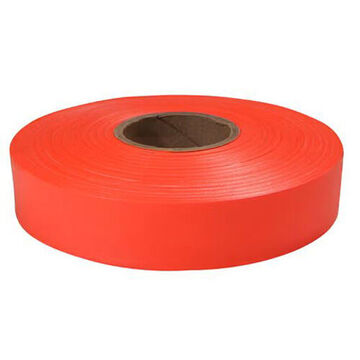 Barricade Flagging Tape, Plastic, Orange, 2 in x 600 ft x 2 mm