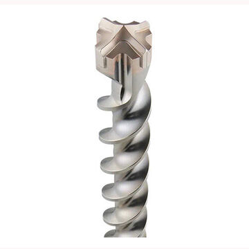 4-Cutter Rotary Hammer Drill Bit, 45/64 in Shank, 1-1/16 in Dia x 23 in lg, Solid Head Carbide