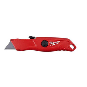 Safety Utility Knife, Self Retracting, Red, Metal, 0.89 in x 6.52 in x 1.41 in