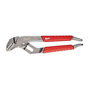 Pliers Straight Jaw, Forged Alloy Steel, Silver Jaw, Red Handle, Comfort Grip, 1 In X 6 In X 0.77 In