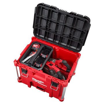 Tool Box Xl, Impact Resistant Polymers, Black/red, Rubber, Metal, 16-1/4 X 17 X 22 In, 100 Lb