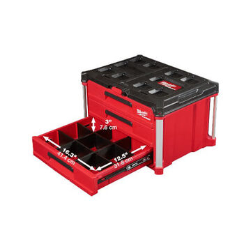 Boîte à outils à 3 tiroirs, noir/rouge, plastique, côté intégré 14-1/4 x 14.3 x 22.2 pouce, 25 lb