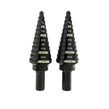 Step Drill Bit Set, 2 Pieces, Oxide High Speed Steel, Black