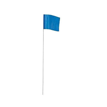 Drapeau de pieu de qualité entrepreneur, bleu haute visibilité, plastique/métal, 2-1/2 x 3/12 x 21 pouce