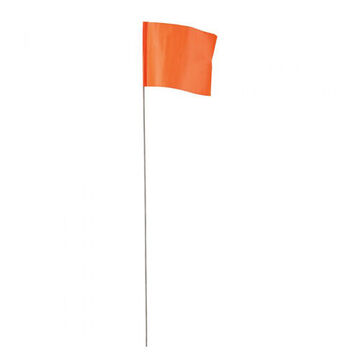 Contractor Grade Stake Flag, Hi-Viz Orange, Plastic/Metal, 2-1/2 x 3/12 x 21 in
