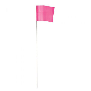 Contractor Grade Stake Flag, Hi-Viz Pink, Plastic/Metal, 2-1/2 x 3/12 x 21 in
