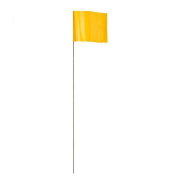 Contractor Grade Stake Flag, Hi-Viz Yellow, Plastic/Metal, 2-1/2 x 3/12 x 21 in