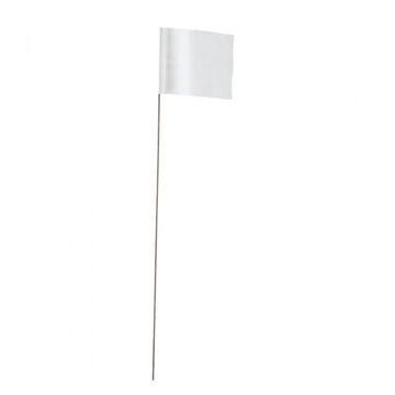 Contractor Grade Stake Flag, Hi-Viz White , Plastic/Metal, 2-1/2 x 3/12 x 21 in