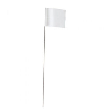 Drapeau de pieu de qualité entrepreneur, blanc haute visibilité, plastique/métal, 2-1/2 x 3/12 x 21 pouce