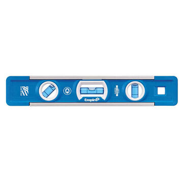 Level Magnetic Torpedo, 2.938 In X 9 In, Aluminum, 3 Vials, 10 Plumbs