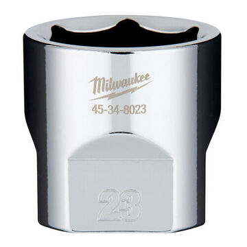 Socket Standard Length Impact, 3/8 In Drive, 23 Mm Socket, 1.25 In Lg, Vanadium Steel