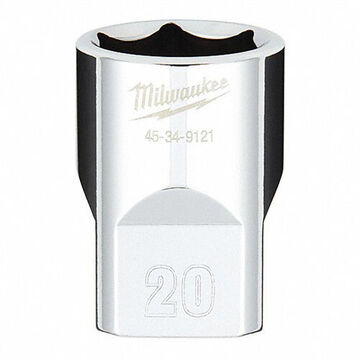 Socket Standard Length Impact, 1/2 In Drive, 20 Mm Socket, 3/4 In Lg, Vanadium Steel