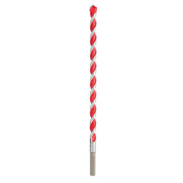 Drill Bit Single Ended  Hammer, 1/4 In Shank, 3/8 In Dia X 6 In Lg, Carbide