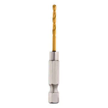 Impact-Duty Jobber Drill Bit, Hex, 1/4 in Shank, 3/32 in Dia, 2-7/16 in lg, High Speed Steel