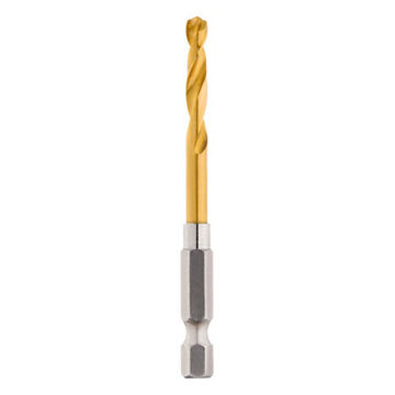Bit Impact-duty Jobber Drill, Hex, 1/4 In Shank, 3/16 In Dia, 3 In, High Speed Steel
