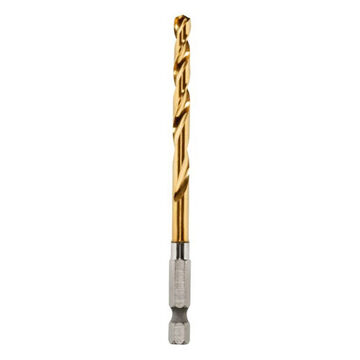 Bit Impact-duty Jobber Drill, Hex, 1/4 In Shank, 7/32 In Dia, 4-3/32 In Lg, High Speed Steel