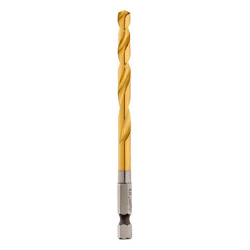 Bit Impact-duty Jobber Drill, Hex, 1/4 In Shank, 1/4 In Dia, 4.13 In Lg, High Speed Steel