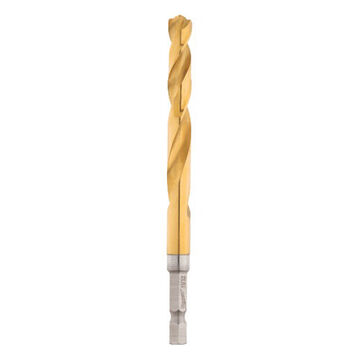 Impact-Duty Jobber Drill Bit, Hex, 1/4 in Shank, 11/32 in Dia, 4.57 in lg, High Speed Steel