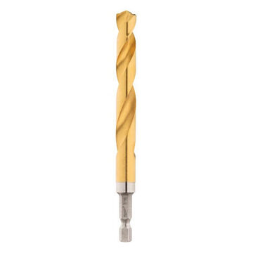 Impact-Duty Jobber Drill Bit, Hex, 1/4 in Shank, 7/16 in Dia, 4.92 in lg, High Speed Steel