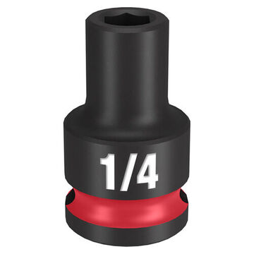 Socket Standard Length Impact, 3/8 In Drive, 1/4 In Socket, 1.26 In Lg, Forged Steel
