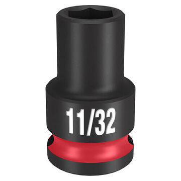 Socket Standard Length Impact, 3/8 In Drive, 11/32 In Socket, 1.26 In Lg, Forged Steel