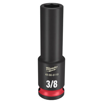 Deep Length Impact Socket, 3/8 in Drive, 3/8 in Socket, 2.56 in lg, Forged Steel