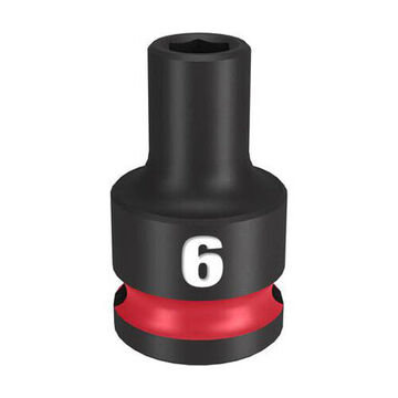 Socket Standard Length Impact, 3/8 In Drive, 6 Mm Socket, 1.26 In Lg, Forged Steel
