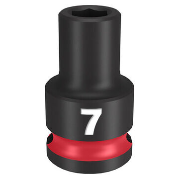 Socket Standard Length Impact, 3/8 In Drive, 7 Mm Socket, 1.26 In Lg, Forged Steel