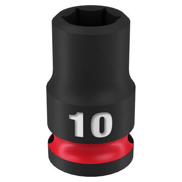 Standard Length Impact Socket, 3/8 in Drive, 10 mm Socket, 1.26 in lg, Forged Steel