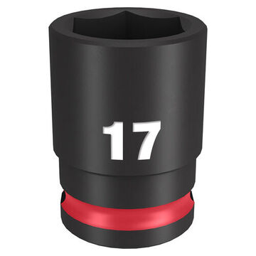 Socket Standard Length Impact, 3/8 In Drive, 17 Mm Socket, 1.34 In Lg, Forged Steel