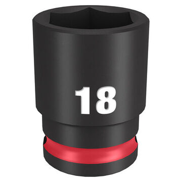 Standard Length Impact Socket, 3/8 in Drive, 18 mm Socket, 1.34 in lg, Forged Steel