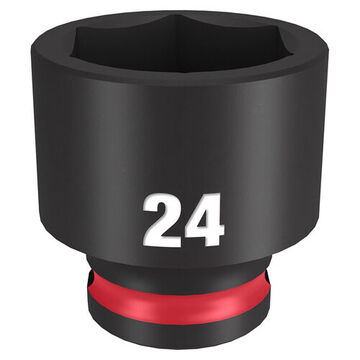 Socket Standard Length Impact, 3/8 In Drive, 24 Mm Socket, 1.34 In Lg, Forged Steel