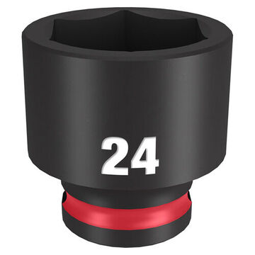 Standard Length Impact Socket, 3/8 in Drive, 24 mm Socket, 1.34 in lg, Forged Steel