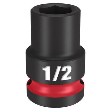 Socket Standard Length Impact, 1/2 In Drive, 1/2 In Socket, 1.5 In Lg, Forged Steel