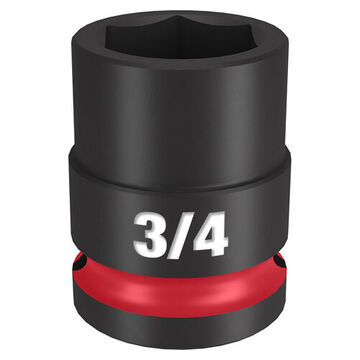 Socket Standard Length Impact, 1/2 In Drive, 3/4 In Socket, 1.5 In Lg, Forged Steel