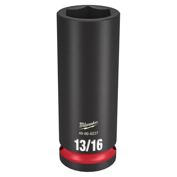 Deep Length Impact Socket, 1/2 in Drive, 13/16 in Socket, 3.07 in lg, Forged Steel