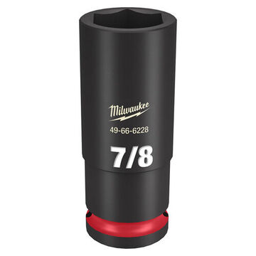 Deep Length Impact Socket, 1/2 in Drive, 7/8 in Socket, 3.07 in lg, Forged Steel