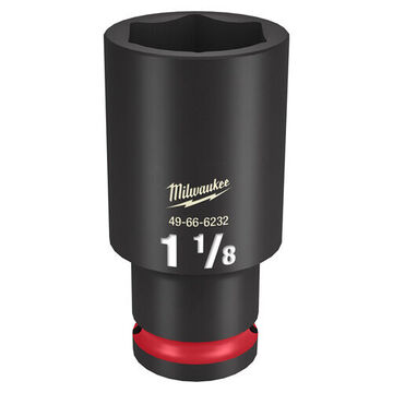 Deep Length Impact Socket, 1/2 in Drive, 1-1/8 in Socket, 3.07 in lg, Forged Steel