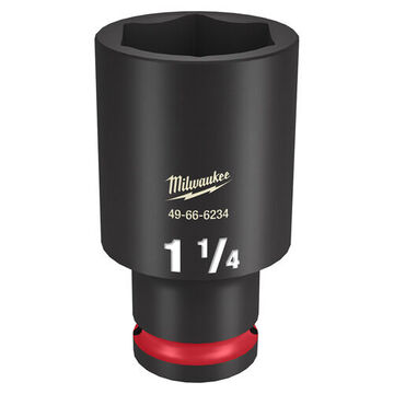 Socket Deep Length Impact, 1/2 In Drive, 1-1/4 In Socket, 3.07 In Lg, Forged Steel